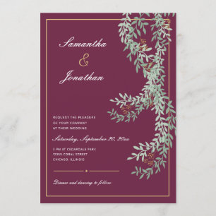 Invitation Vignes à feuilles vertes Sage   Mariage couleur ca