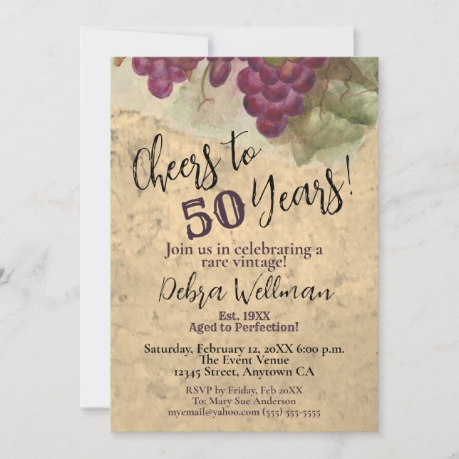 Invitation Vignoble 60e Anniversaire Félicitations pour 60 An (Devant)