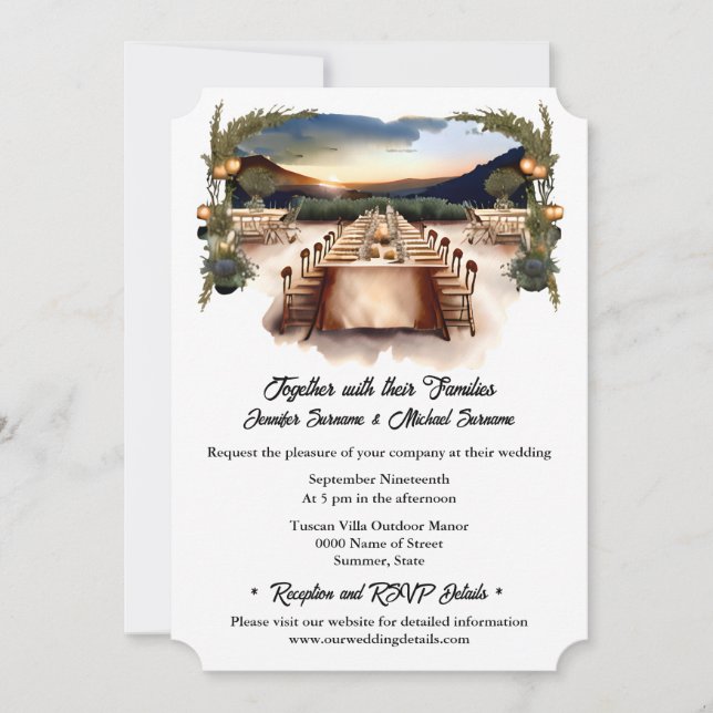Invitation Vignoble de campagne aquarelle restaurant arche ma (Devant)