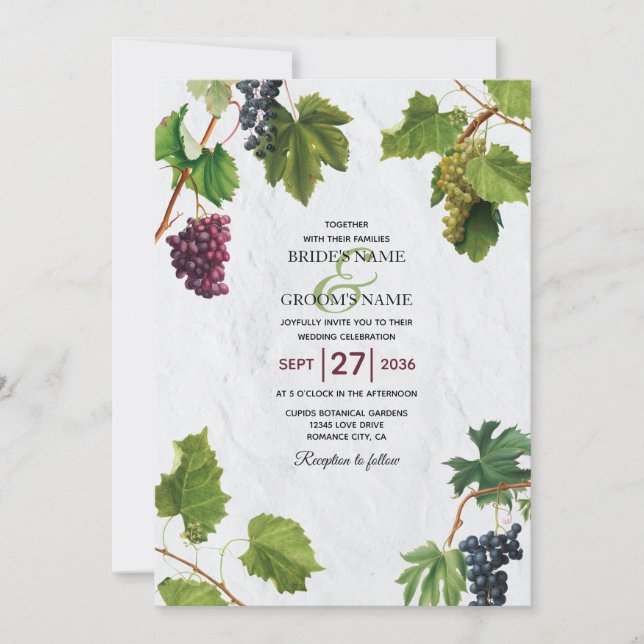 Invitation Vignoble de raisins Méditerranée Grec Mariage (Devant)