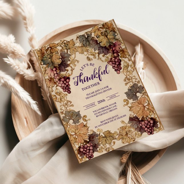 Invitation Vignoble d'or Thanksgiving Celebration (Créateur téléchargé)