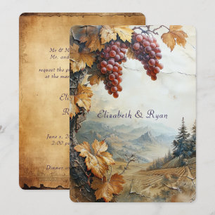 Invitation Vignoble élégant de la campagne Raisin de vigne Ru