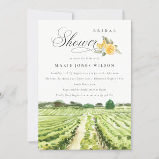 Invitation Vignoble Lemon Watercolor Vignoble Fête des mariée