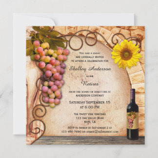 Invitation Vignoble ou vin thème de retraite Partie Invitatio