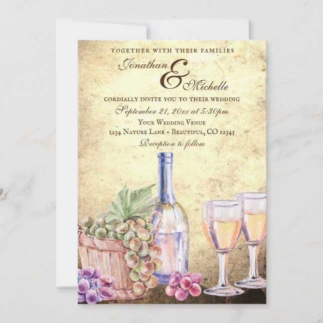 Invitation Vignoble romantique Vignoble Vignoble Mariage de v (Devant)