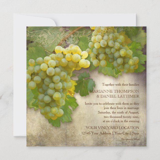 Invitation Vignoble rustique Mariage Pays Vignoble Style Vint (Devant)