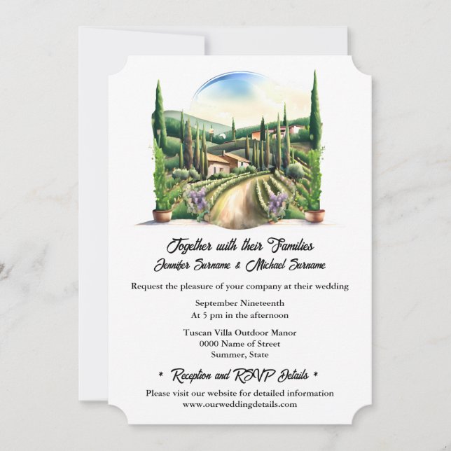 Invitation Vignoble Toscane maisons paysager ferme viticole (Devant)