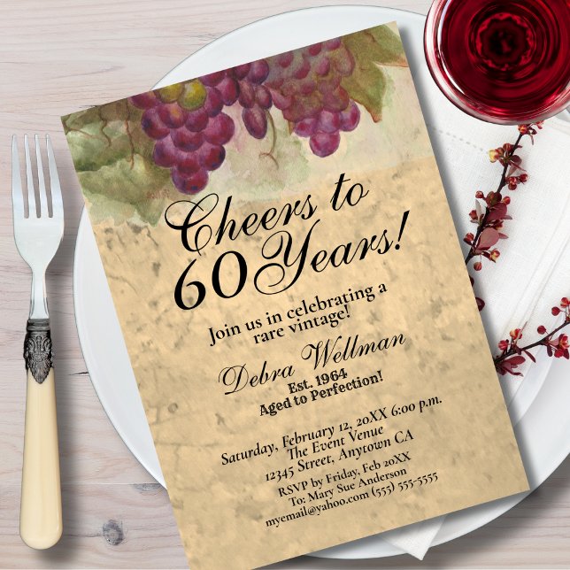 Invitation Vignoble Vin Thème Élégant 60e Anniversaire (Créateur téléchargé)