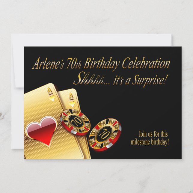 Invitation Vikki Casino Style Party DEMANDER DES NOMS EN CHIP (Devant)