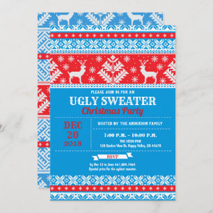 Invitation Vilain chandail rennes de Noël sapin de Noël