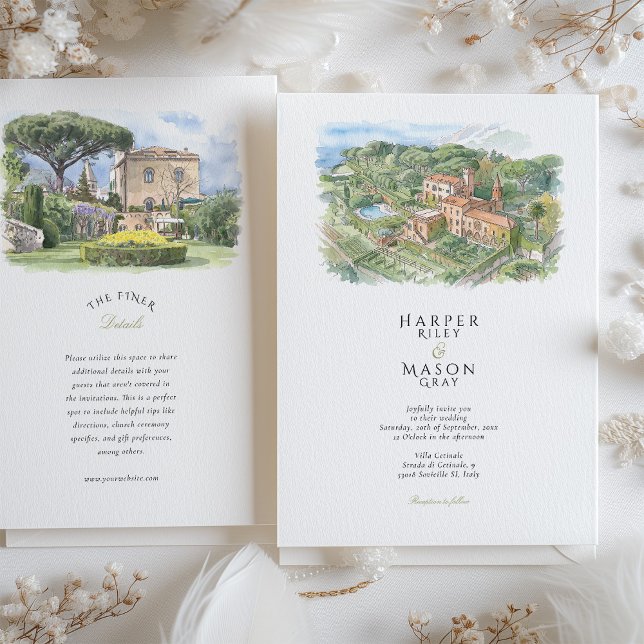 Invitation Villa Cimbrone Amalfi Coast Watercolor Wedding (Créateur téléchargé)