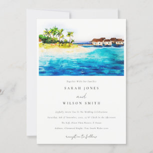 Invitation Villa Tropical Overwater Seascape Beach Mariage