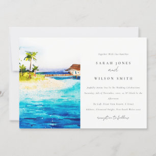 Invitation Villa Tropical Overwater Seascape Beach Mariage