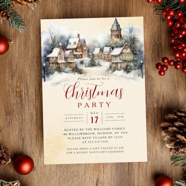 Invitation Village de Noël Charmant Fête de Noël  (Créateur téléchargé)