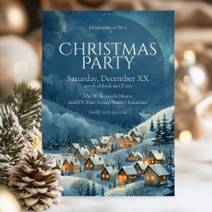 Invitation Village de Noël cosy à l'aquarelle pour une fête d