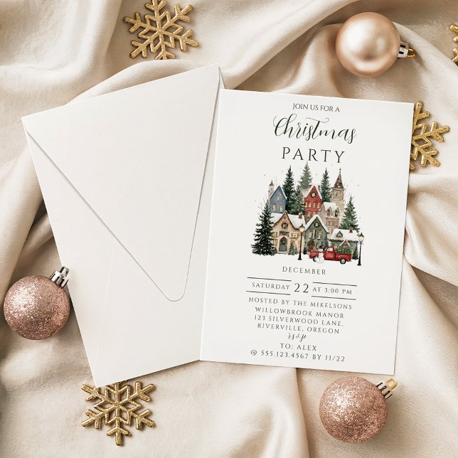 Invitation Village de Noël vintage (Créateur téléchargé)