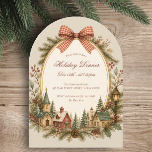 Invitation Village d'hiver Élégant Fête de vacances vintage