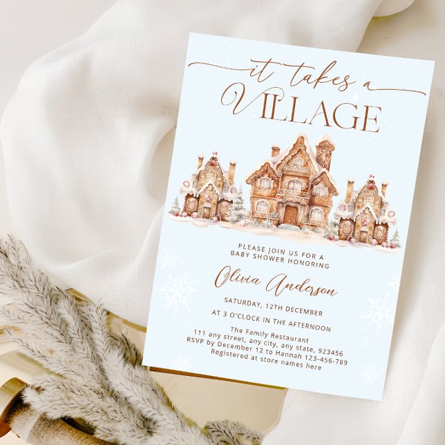 Invitation Village Snowy Winter Boy Baby shower (Créateur téléchargé)