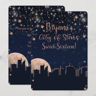Invitation Ville d'étoiles Rose Gold étoiles ciel céleste ble