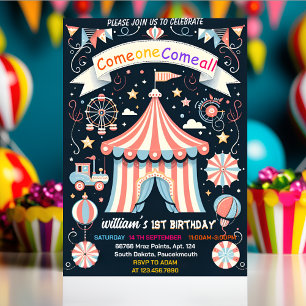 Invitation ville mignonne enfants Carnival Cirque Spectacle 1