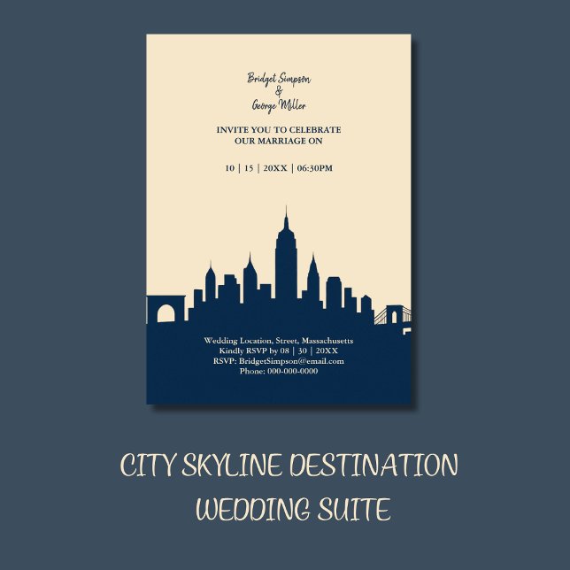 Invitation Ville romantique Skyline Destination Mariage (Créateur téléchargé)