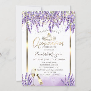 Invitation Vin à cadre Lavanda Quinceanera
