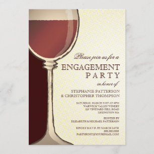 Invitation Vin âgé de partie de fiançailles de mariage