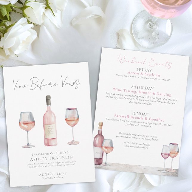 Invitation Vin avant les Voeux Bachelorette au Vin (Vino Before Vows Wine Bachelorette Invitation)