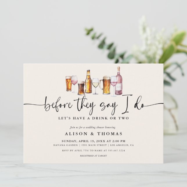 Invitation Vin & Bière Fête de Fiançailles | Mariage (Debout devant)