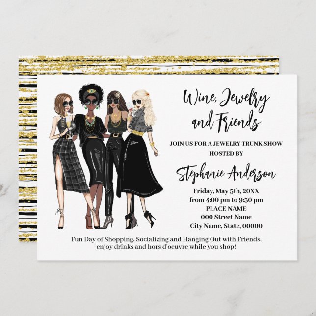 Invitation Vin Bijoux et amis Trunk Show (Devant / Derrière)