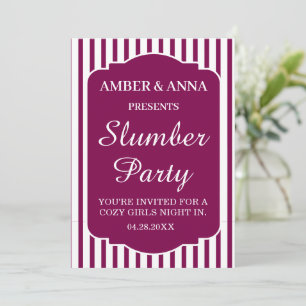 INVITATION VIN BLANC NOM PERSONNALISÉ SOIRÉE PYJAMA