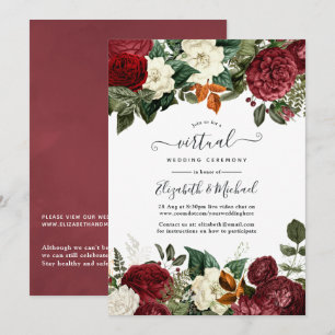 Invitation Vin Bourgogne Rouge Floral en ligne Mariage virtue