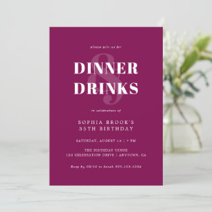 Invitation Vin Chic Moderne Typographie audacieuse Dîner d'an