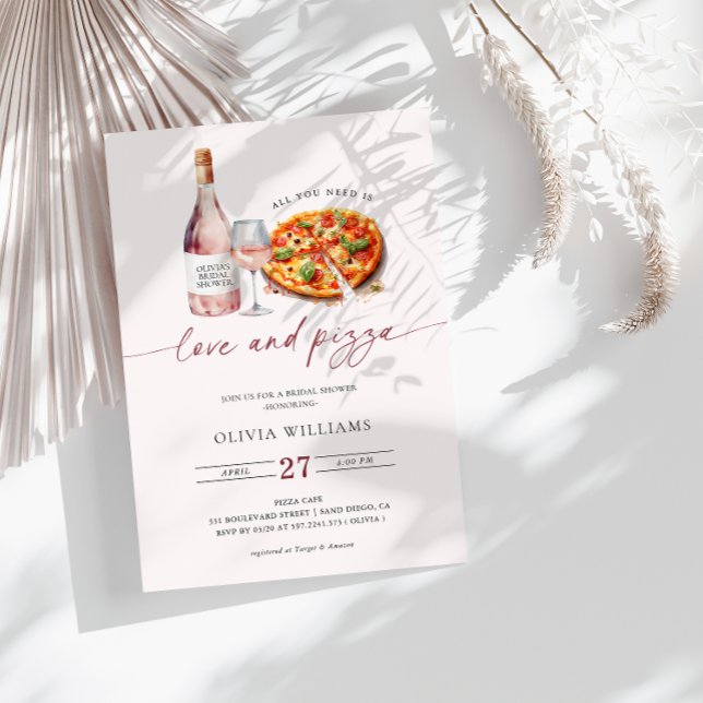 Invitation Vin De Fête des mariées D'Amour Et De Pizza (Créateur téléchargé)