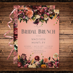 Invitation Vin de pêche rustique et brunch de mariée florale 