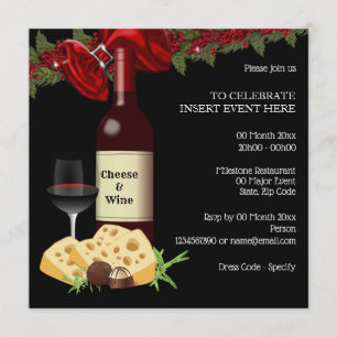 Invitation Vin de vacances Fromage famille amis cocktail