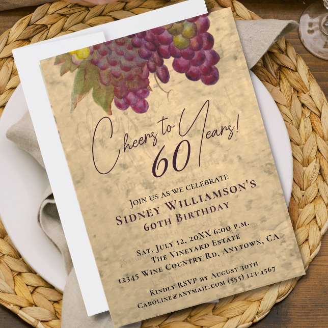 Invitation Vin Élégant 60 ans Anniversaire À 60 Années (Créateur téléchargé)