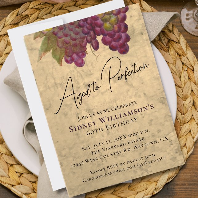 Invitation Vin Élégant 60e Anniversaire Vieilli à la Perfecti (Créateur téléchargé)