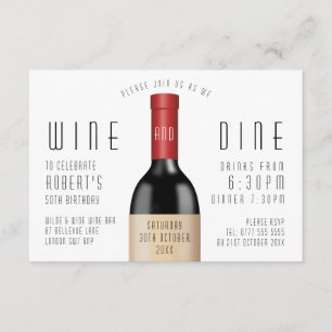 Invitation Vin et dîner Fête d'anniversaire