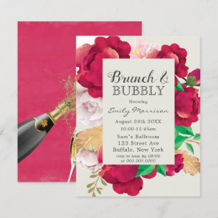 Invitation Vin et tourbe rose vif Brunch & Bubbly