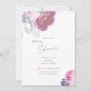 Invitation Vin & Fleurs Roses Élégant Shower de Mariée