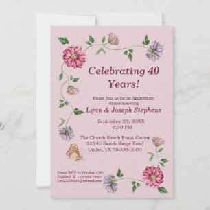 Invitation Vin floral rose et violet