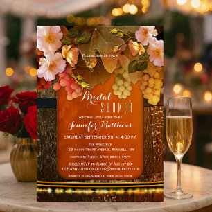 Invitation Vin Floral Thème String Lumières Fête des mariées