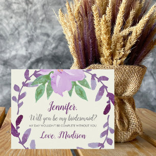 Invitation Vin Floral Violet Serez-Vous Ma Femme D'Accueil