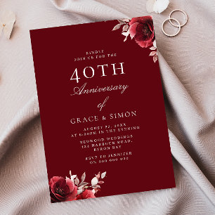 Invitation Vin Merlot Bourgogne 40e anniversaire de Mariage