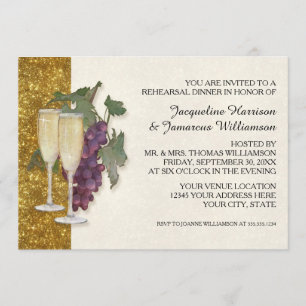 Invitation Vin Moderne Champagne Verre Thème Répétition Dîner
