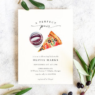 Invitation Vin moderne & Pizza Fête des mariées de paire parf