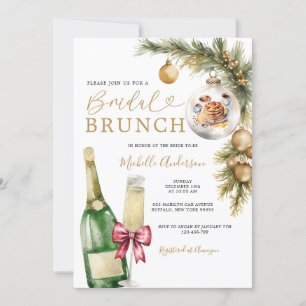 Invitation Vin Noël Bauble Pancake Hiver Bridal Brunch