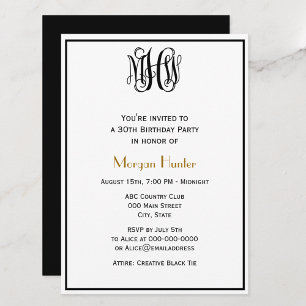 Invitation Vin noir Script Monogramme B&G do-it-yourself BG A