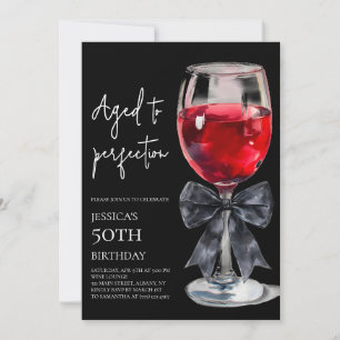 Invitation Vin noir vieilli à la perfection pour fête d'anniv